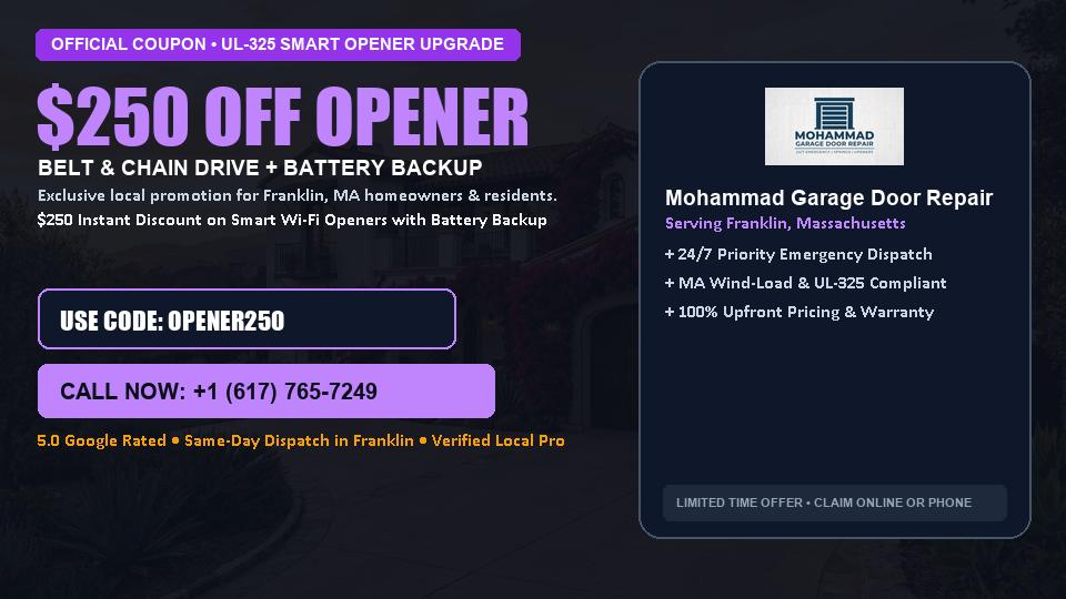 Mohammad Garage Door Repair $250 OFF Premium LiftMaster Opener Installation in Franklin, MA